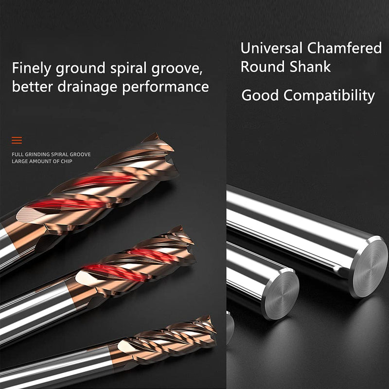 ASNOMY Pack of 5 3 mm solid carbide end mills, carbide, AlTiN coated 55 HRC 4 cutting, drilling, milling, finishing, dipping, CNC, tungsten carbide 5 pieces 3 mm