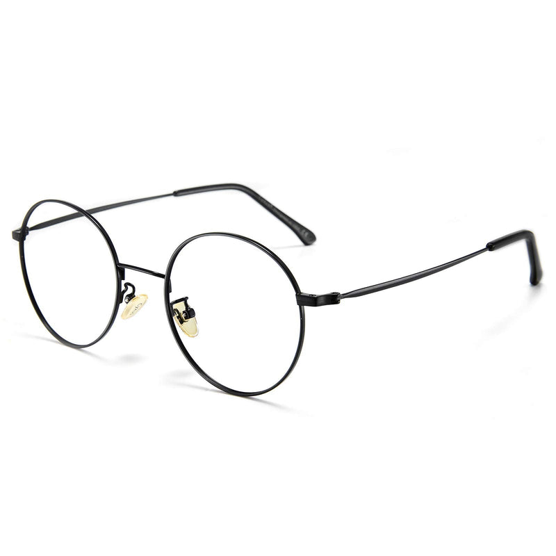 Cyxus Round Blue Light Glasses for Men Women Wire Frame UV Blocking Computer Glasses Clear Lens Metal Eyewear Ultra Light Relieve Digital Screen Eye Strain, Headache 00 - Black