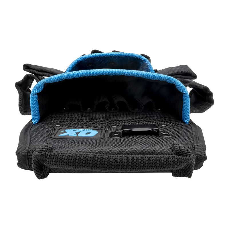 OX TOOLS Pro Dynamic Nylon Electricians Pouch with Electrical Tape Holder – 2 Pockets, 12 Tool Holders, & Tape Measure Clip