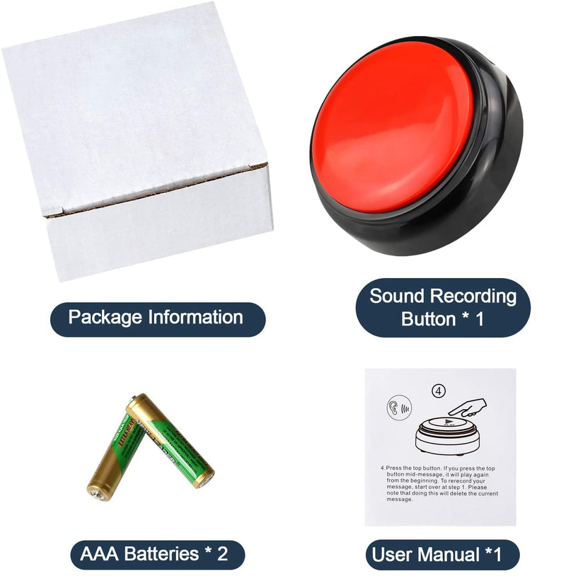 Netual Recordable Easy Button Sound Button Voice Recorder Talking Button 30 Second Custom Recordable Talking Button for Dogs to Communicate