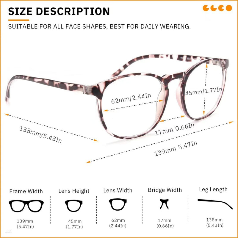 IBOANN 3 Pack Blue Light Blocking Glasses Women/Men, Round Fashion Retro Frame, Vintage Fake Eyeglasses with Clear Lens A1 Light Black & Leopard & Tranparent