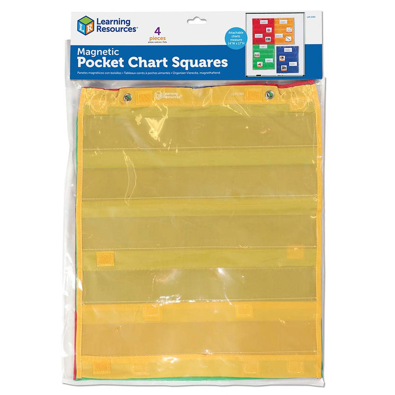Learning Resources Magnetic Pocket Chart Squares - Set of 4, Classroom Pocket Charts, Classroom/Teacher Organizer, Classroom Supplies, Homeschool Supplies, Teaching Materials