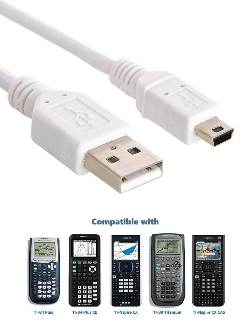 6FT Long USB Power Charger Cable for Texas Instruments ti-84 Plus CE Graphing Calculator/TI-84 Plus Graphing Calculator Charger (White)