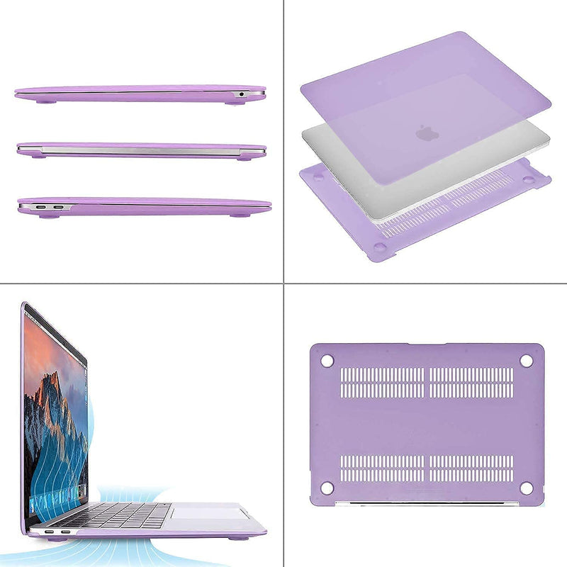 MOSISO Compatible with MacBook Air 13 inch Case 2018-2020 Rlease A2337 M1 A2179 A1932, Plastic Hard Shell Case&Neoprene Sleeve Bag with Small Case&Keyboard Cover, Light Purple