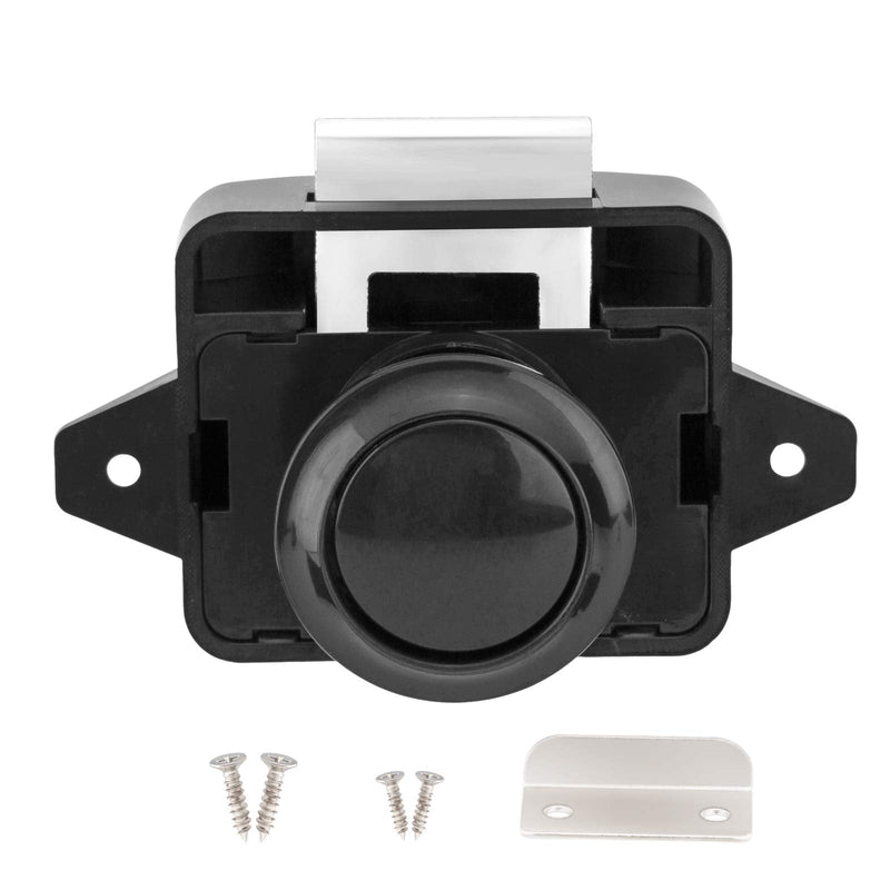 OCGIG 5 PCS Push Button Latch Cabinet Door Catch Keyless Cupboard Locks for RV Motorhome Camper Caravan(Black) Black-5PCS