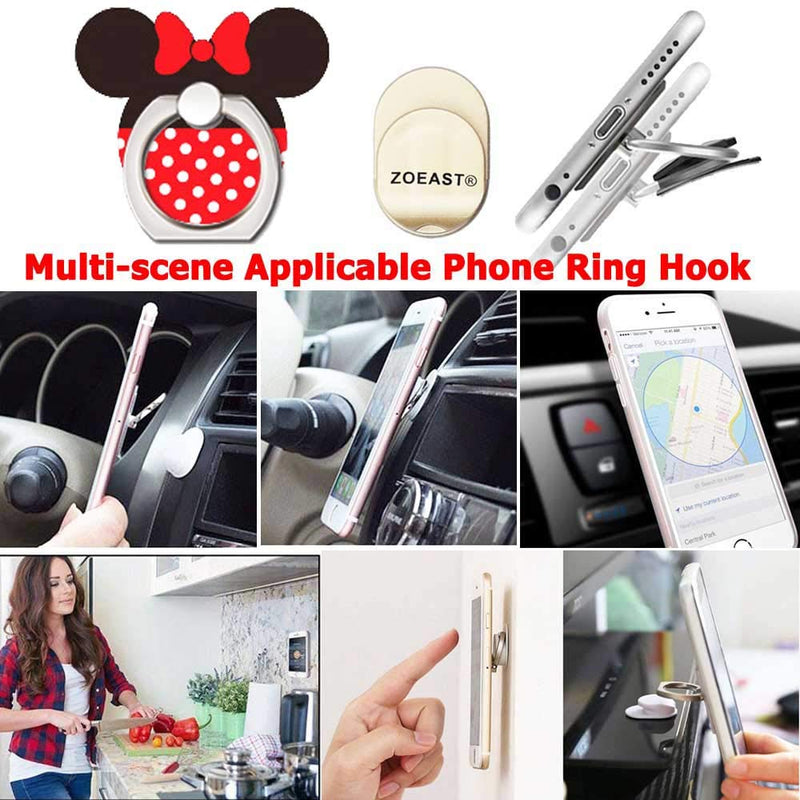 ZOSTLAND 2pcs Phone Ring Grip Universal 360° Adjustable Holder Car Desk Hook Stand Stent Mount Kickstand Compatible with iPhone X Plus Samsung iPad Tablet (Mickey Minnie) Mickey Minnie