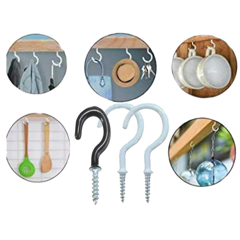 15pcs 2.9Inch White Vinyl Coated Screw-in Ceiling Hooks Cup Hooks Indoor and Outdoor Use, Screw Hook