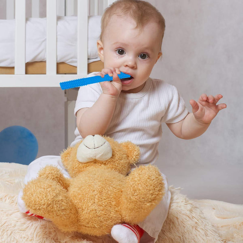 Original Hollow Teething Tubes (6.8'' Long) â€“ Soft Silicone Teething Toys for Babies 3-6 Months 6-12 Months - BPA Free / Dishwasher & Refrigirator Safe - Different Soft Textures for Infant Toddlers