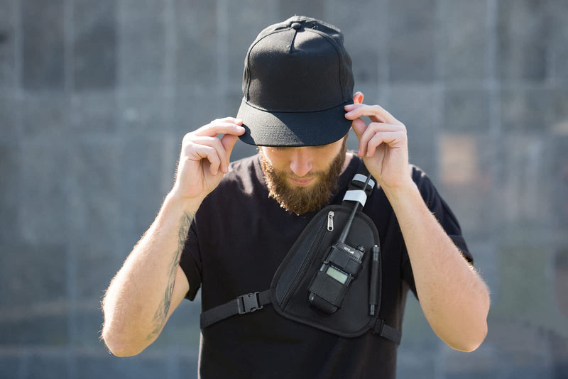 TWAYRDIO Radio Chest Harness Chest Pack Shoulder Radio Holster with an Adjustable Single Radio Pouch for Baofeng Retevis Yaesu Handheld Two-Way Radios and Walkie Talkies