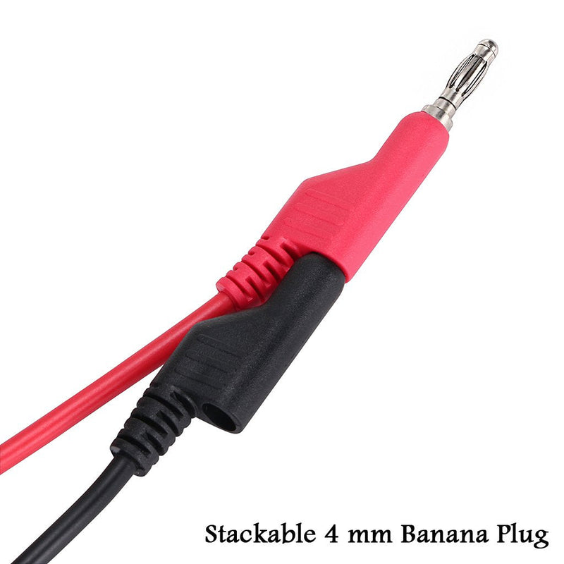 Sumnacon Stackable Banana Plug Alligator Clip Pure Copper Fork Test Lead, 3.3 ft Multimeter Flexible Test Lead Wire Cable With Protective Jack Copper Clamps For Electrical Testing