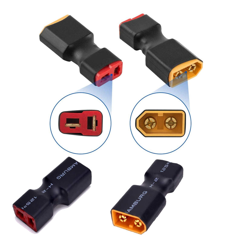 Yiqigou 4-Pack XT60 Plug Male Connector to Deans T Plug Female Connector no Wire Adapter for RC Car Plane Lipo Battery ESC XT60 Male to T-Plug Female
