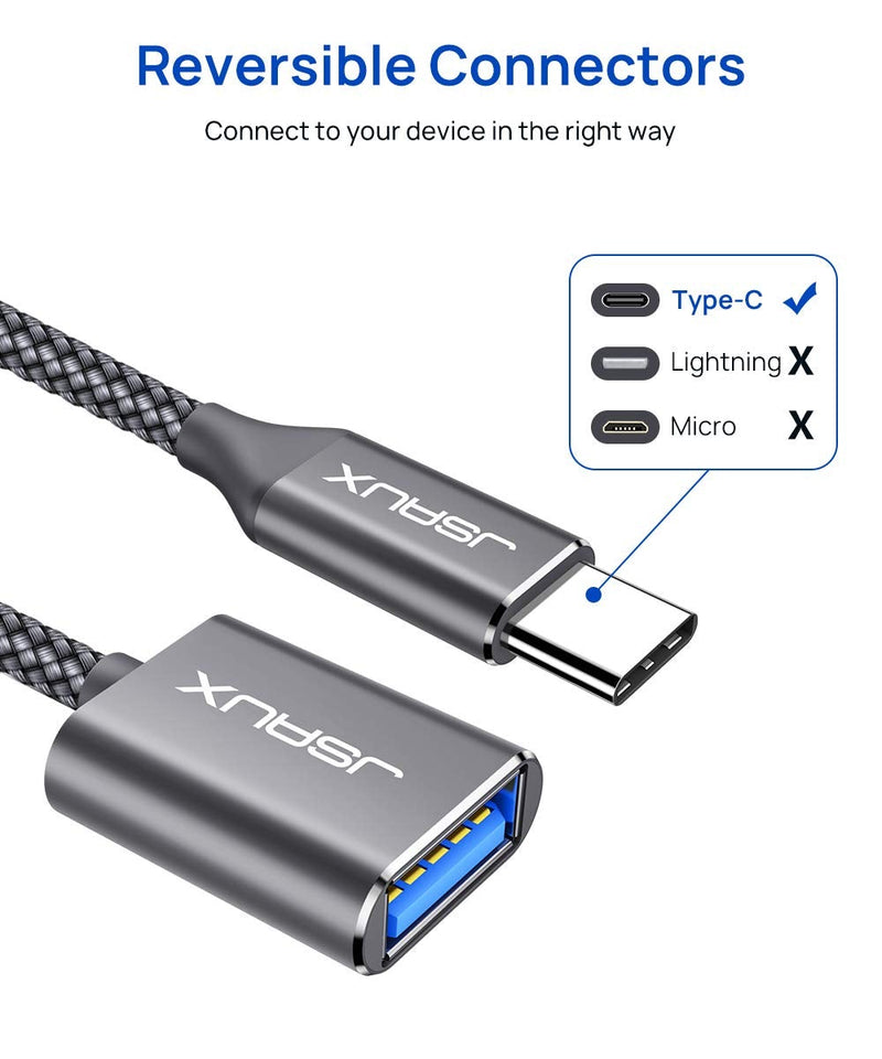 USB C to USB Adapter [2 Pack], JSAUX USB Type C Male to USB 3.0 Female OTG Cable Thunderbolt3 to USB Adapter Compatible with MacBook Pro/Air 2019 2018 2017, Samsung Galaxy S20 S20+ Ultra Note 10 S9 S8 Grey