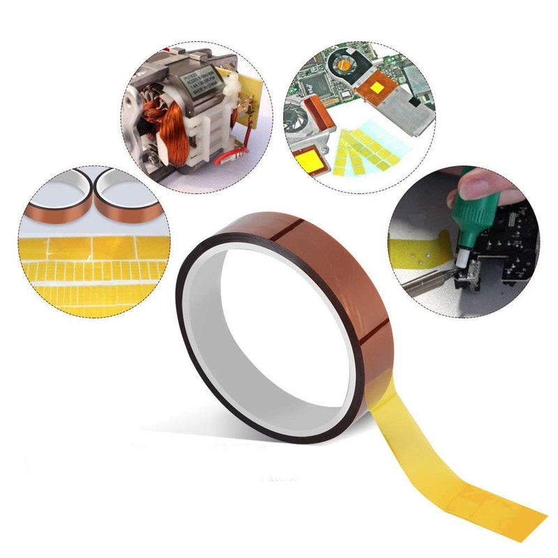 High Temperature Heat Resistant Tape PI Film Insulation Tape Sublimation Dye Mug Electronic Polyimide Tape (E 1/2" Wide 13mm X 100 Ft 2 Roll)