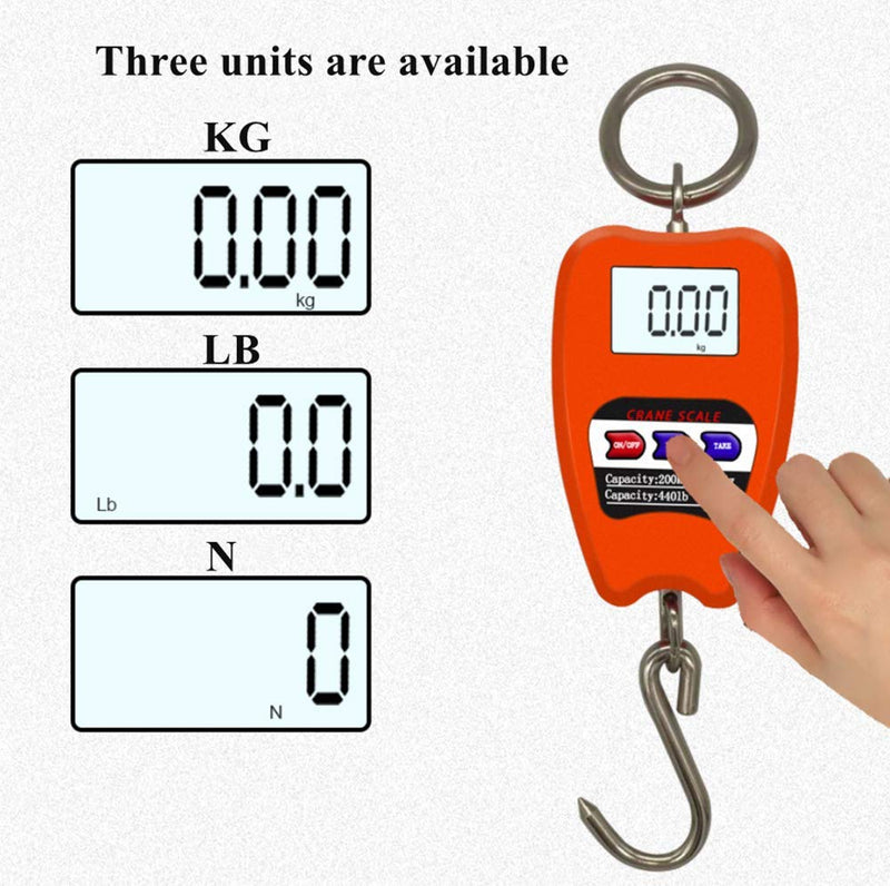 Hanging Weight Scale Industrial Heavy Duty for Farm, Hunting, Bow Draw Weight, Big Fish & Hoyer Lift with Accurate Sensor Digital, Professional (440LBS Orange) 440LBS Orange