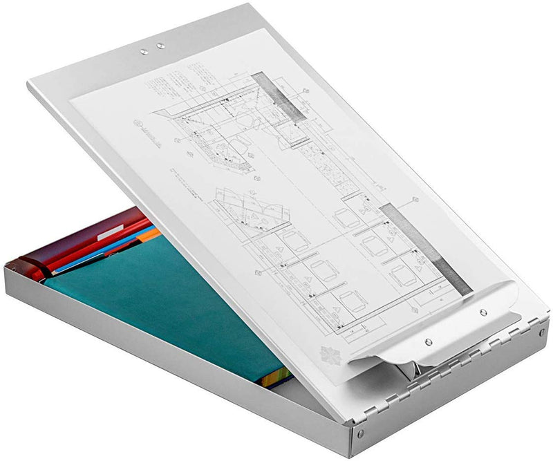 ZCZN Recycled Aluminum Storage Clipboard, Clipboard Box, Form Holder, Suitable for School, Office, Jobsite or Medical Staff, 9.25 x 13.78 Inches, Silver