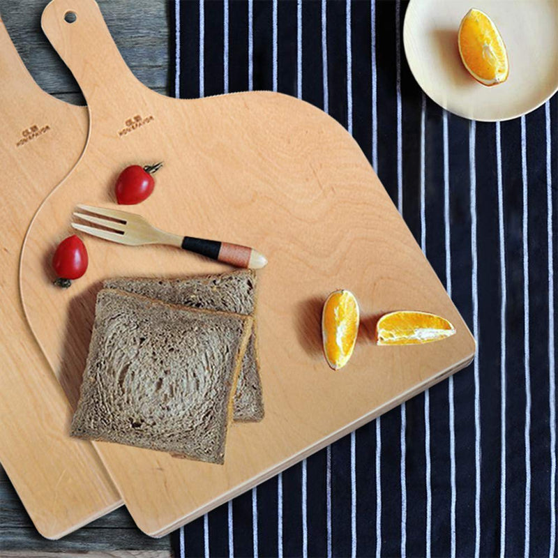Premium Natural Wood Pizza Peel 12 inch, Large Pizza Paddle Spatula, Cutting Board for Baking Homemade Pizza and Bread - Set of 2