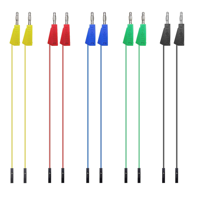 Goupchn Stackable Banana Plug to Breadboard Female Jumper Wires Soft Flexible Silicone Test Leads for Electrical Testing P1530