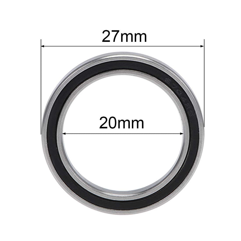 uxcell 6704-2RS Deep Groove Ball Bearings Z2 20mm x 27mm x 4mm Double Sealed Chrome Steel 4pcs 20x27x4mm