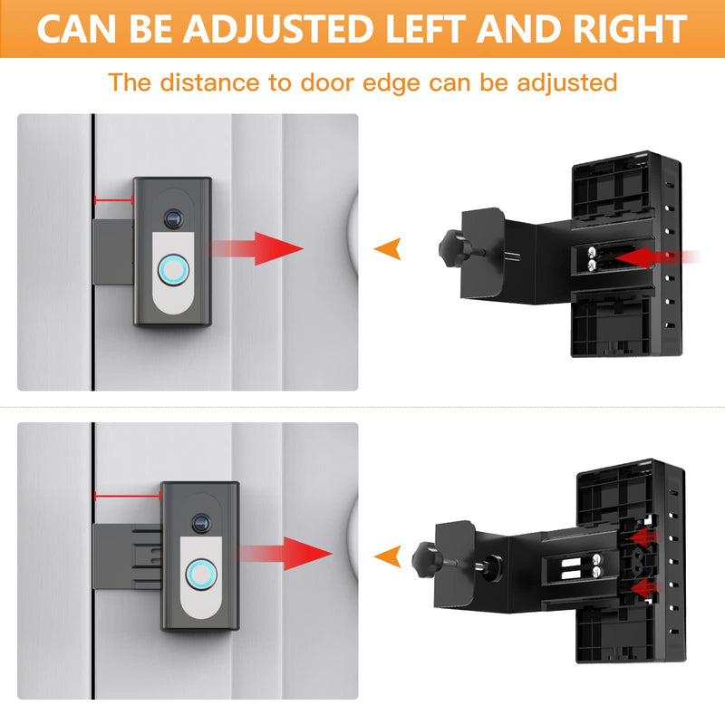 QIBOX Anti-Theft Video Doorbell Mount Compatible with Video Doorbell 4/3/3 Plus/2/1/(2020 Release), Adjustable No-Drill Mounting Bracket Wedge Adapter Holder Accessories for Home Rentals Office Room Black