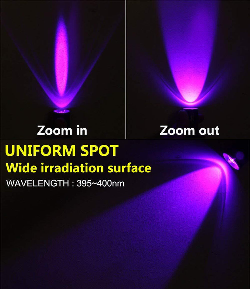 DARKBEAM USB Rechargeable UV light 395nm led Flashlight Portable 400nm Mini Detector for Dog Urine Pet Stains, Anti-counterfeiting identification, Resin Curing UV usb flashlight black