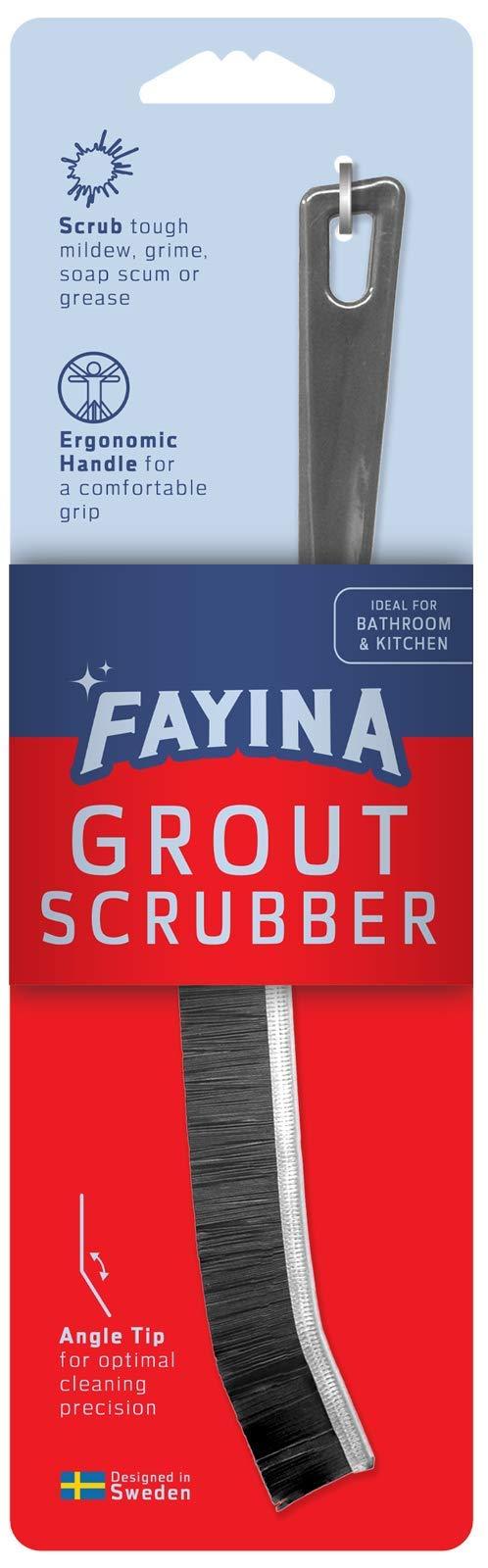 FAYINA Grout Brush Cleaner Deep Tile Joints Scrubber - Stiff Angled Bristles for Showers, Bathtubs, Kitchens - Multi-Surface All-Around Household Cleaning Tool