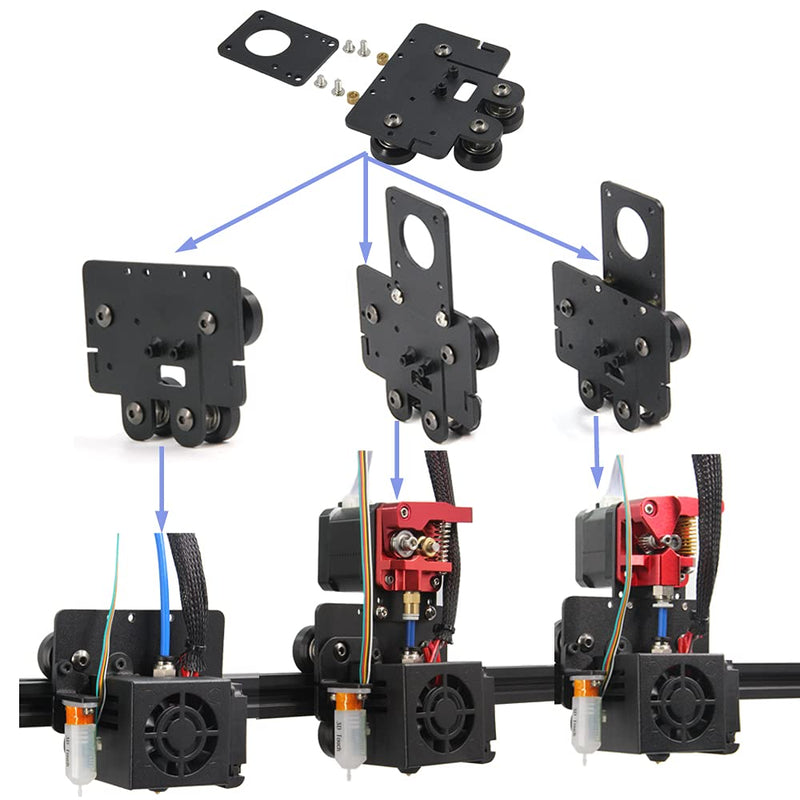 Zeberoxyz Direct Drive Dual Gear Extruder Upgrade Support Plate with 4pcs Pulleys Kit,Easy Print Flexible Filament Only for Ender5 Series 3D Printer (Dual Gear Extruder Kit)