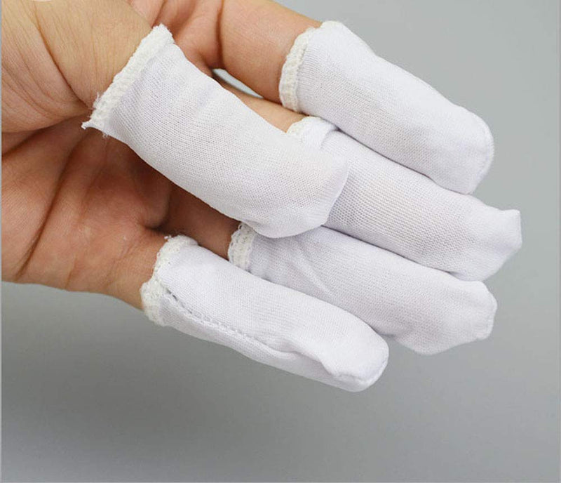 Onwon 100 Pieces Finger Cots Cotton Finger Guards Elastic Fabric Finger Gloves Finger Protection