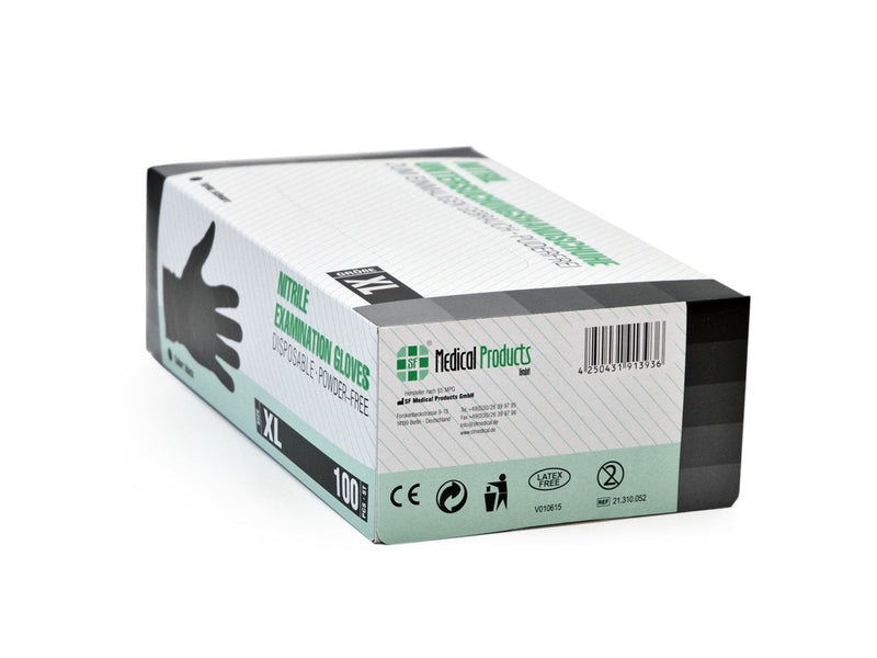 Nitrile gloves 100 pieces box (XL, black) disposable gloves, disposable gloves, examination gloves, nitrile gloves, powder-free, without latex, non-sterile, latex-free, disposable gloves, black