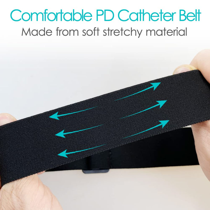 Breathable Peritoneal Dialysis Belt with Mesh Pocket PD Catheter Holder Accessories No-Bounce for Secure Transfer Set Peg G Feeding Tube Line Adults Women Men Black