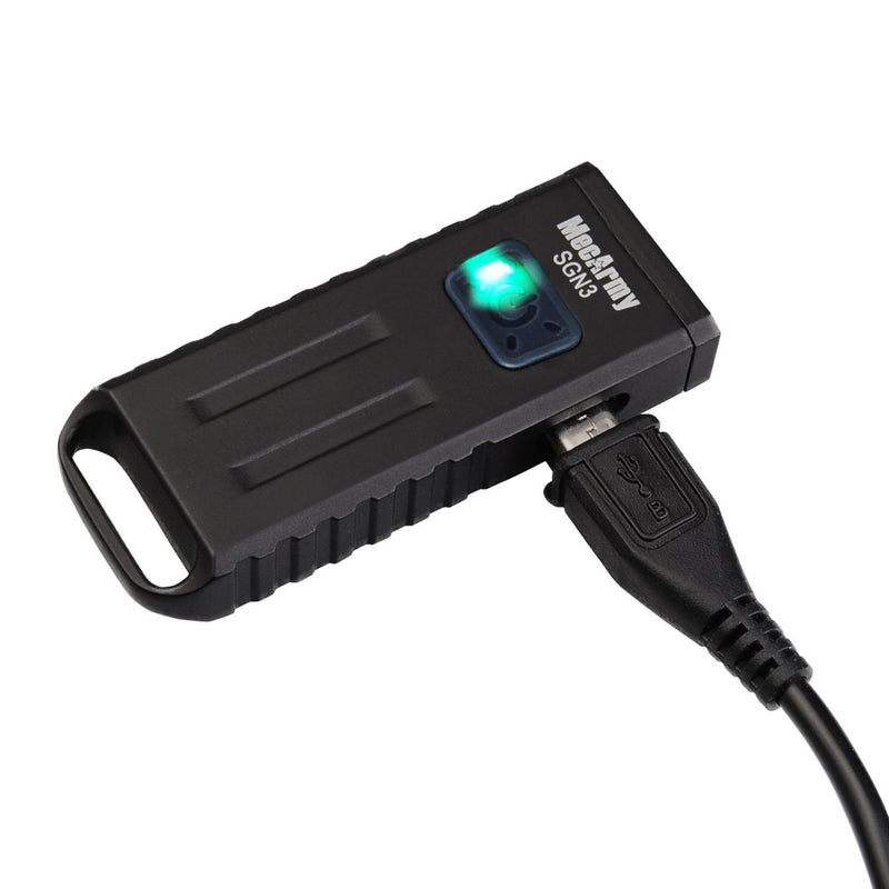 MecArmy SGN3 Mini Portable USB Rechargeable Multifunctional Keychain Flashlight|UV+RED+White Lights for selectable|CREE LED with 160 Lumens|Micro USB recharge designed for Everyday Carry (Black) Black