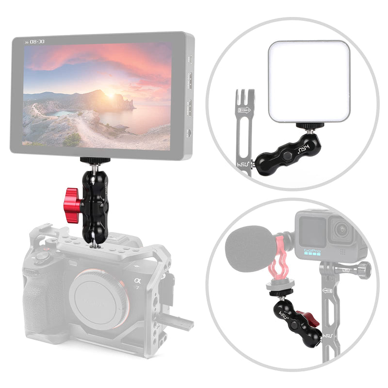 HSU Magic Arm with Dual Ball Head (1/4"-20 Screw) Aluminum Alloy Metal Adjustable Universal Extension Magic Arm for Monitor, Microphone, GoPro