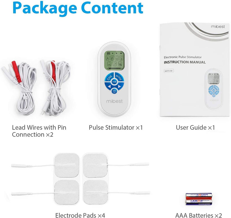 MIBEST Portable TENS Unit - Electronic Pulse Massager - Muscle Stimulator Machine for Women and Men - EMS Electrotherapy Muscle Stimulator - Electronic Pulse Stimulator