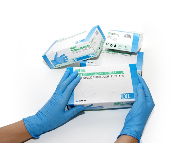 SF Medical Products GmbH Disposable Gloves XL Blue Pack of 100 Box Disposable Gloves Powder-Free Nitrile Gloves Non-Sterile Rubber Gloves Nitrile Gloves