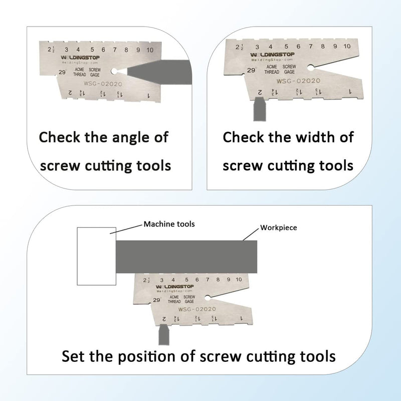 ACME SCREW THREAD GAUGE 29 DEGREE GRINDING GAGE TOOL Laser Engraving S/S