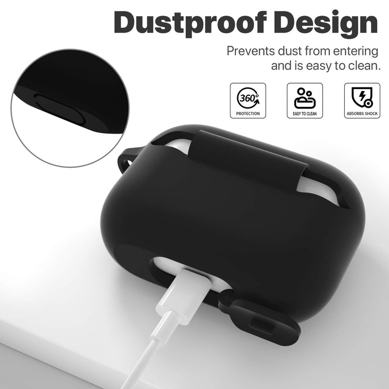 ATUAT Compatible with AirPods Pro Case, Protective Silicone Cover Compatible with AirPods Pro (2019) A-Black