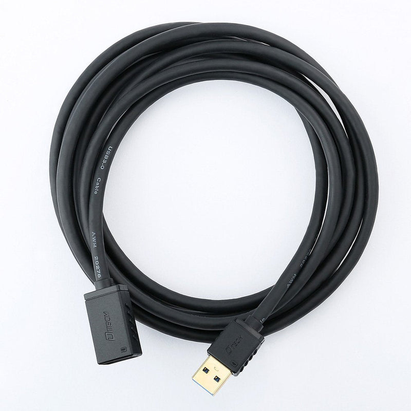 DTech USB 3.0 Extension Cable 10ft Type A Male to Female Adapter with Gold Plated Connector (Black, 10 Feet)