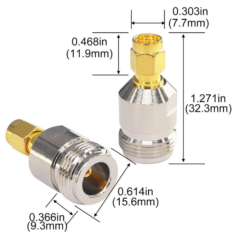 BOOBRIE SMA Antenna Adapter N-Type to SMA Coaxial Cable Connector N Type FemaleÂ Jack (Hole) toÂ SMAÂ Male Plug (Pin) CB Radio Antenna Adapter Converter for Antennas Broadcast Radio WiFi etc Pack of 2