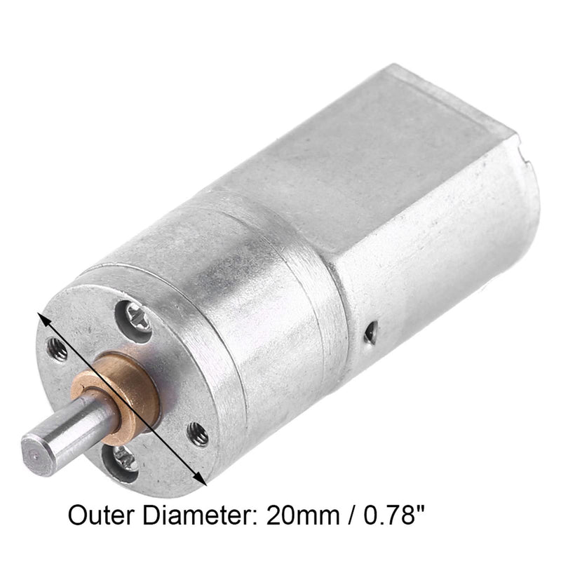 DC Motor 12V, Gear Box Reversible High Torque Reduction Electric Motor 15~200RPM Outer Diameter 20MM(100RPM) 100RPM