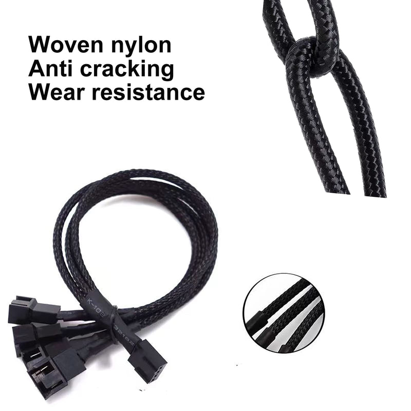 yomgam 3 Way 4 Pin PWM Fan Splitter Cable,12 inch PC Fan Extension Cable, CA PWM Fan Extension Cable, for Computer ATX Case 4-Pin/3-Pin Cooling Fan Cable (2 Pack ） 2 Pack 3 Way