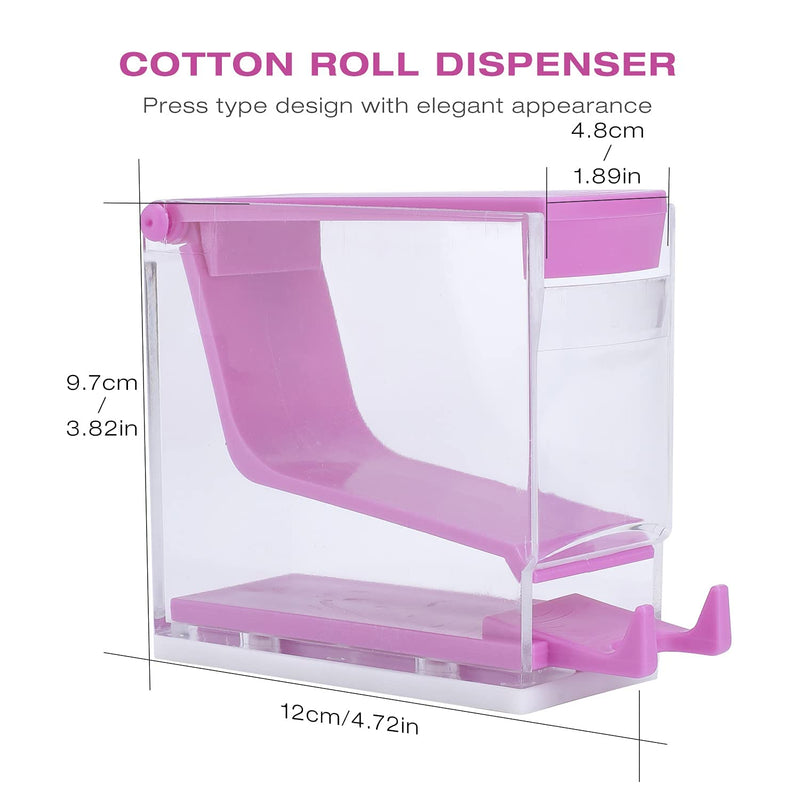 faruijie Dental Cotton Roll Dispenser Holder Organizer Hygienic Cotton Roll Divider Professional Clinic Home Use Transparent Press Type Purple