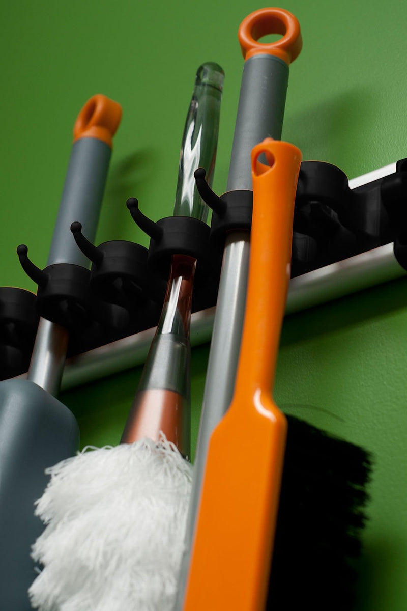 Casabella Grook 17.25" Wall-Mount Broom and Mop Holder, Large