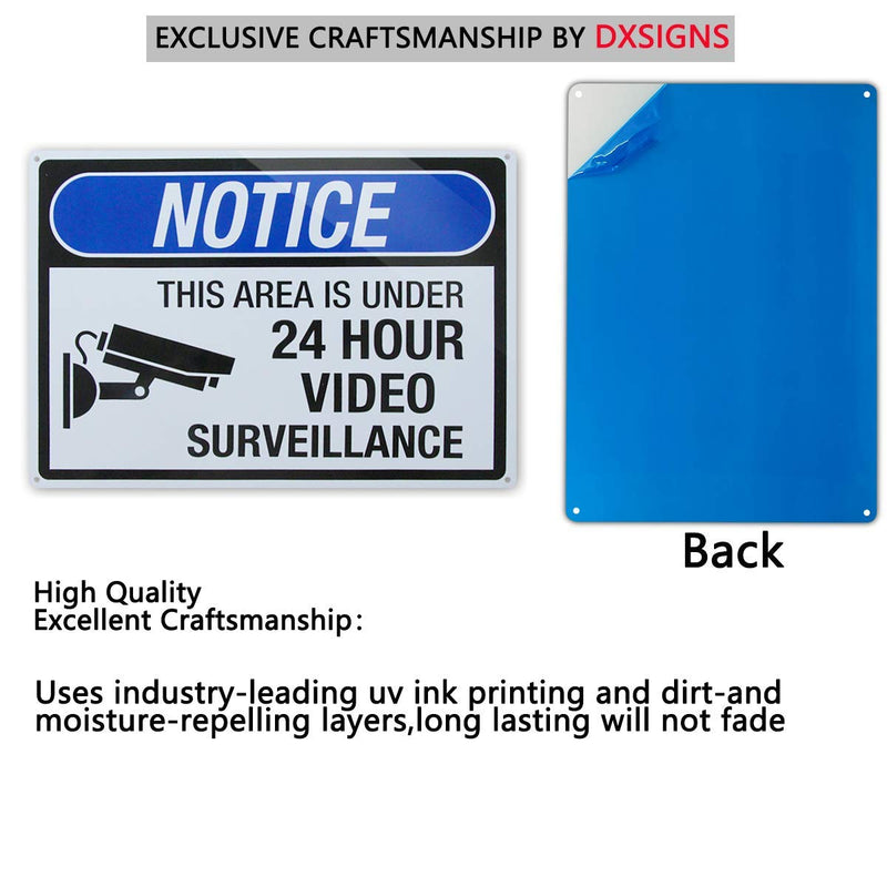 24 Hour Video Surveillance Sign,Video Surveillance Sign,10x14 Inch Rust Free Thick 30-mil Aluminum,UV Ink Printing,Indoor or Outdoor Use for Home Business CCTV Security Camera 24 Hour Video Surveillance Sign