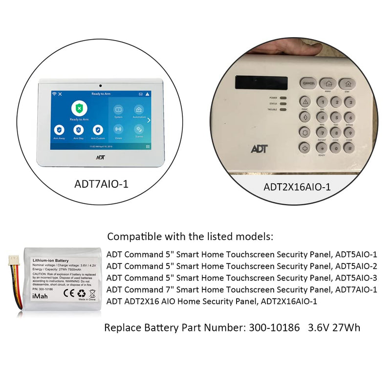 Replacement Battery 300-10186 for ADT Command Smart Security Panel | 3.6V 27Wh