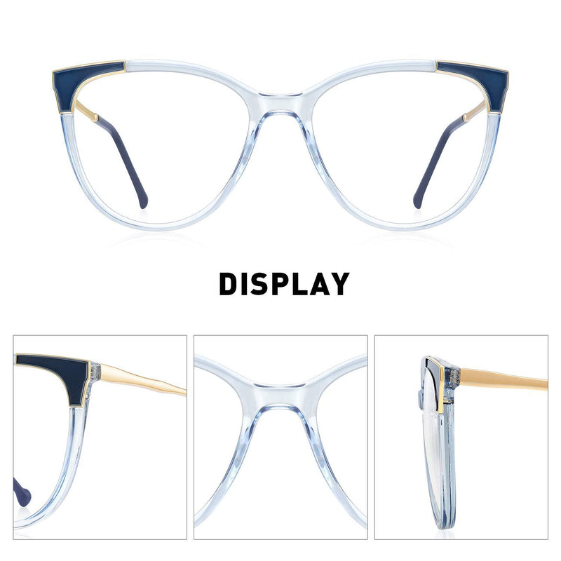 OLIEYE Cateye Blue Light Blocking Glasses Fashion Women Anti Eye Strain Computer Eyeglasses Frames Anti UV Clear Lens Tra-blue 53 Millimeters