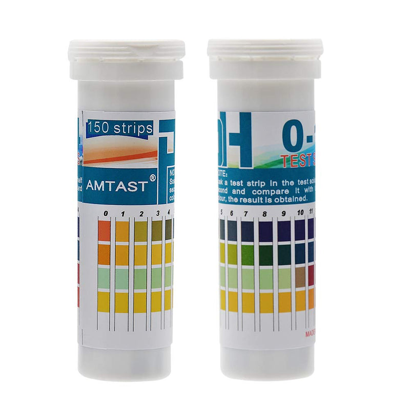 AMTAST Universal pH Test Strips Paper Strips 0-14 for Acid Alkaline pH Value 4 Colors (150 Strips) DF003