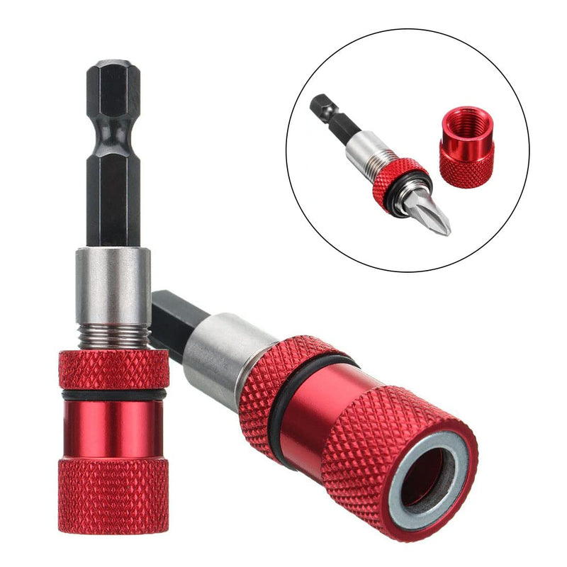 SeonFook 2 PCS Magnetic Bit Holder with Phillips PH2 Screwdriver Bits, 1/4 Inch Hex Shank Driver Bits Adjustable Depth Screw Holder Drywall Screw Bits Setter Dimpler [60mm]
