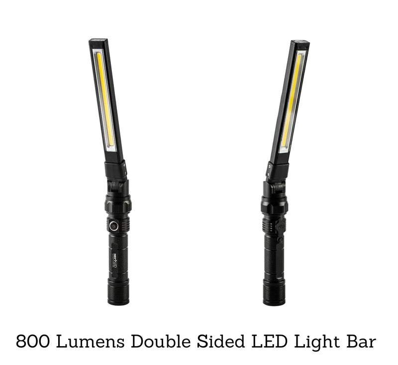 NextLED 800 Lumen Double-Sided Foldable Rechargeable COB LED Slim Bar Work Light with Magnetic Base. W/Top Portable Flashlight, Cast Aluminum, Mechanics, Car Repair, Outdoor, Emergency… 800 Lumen Double Sided