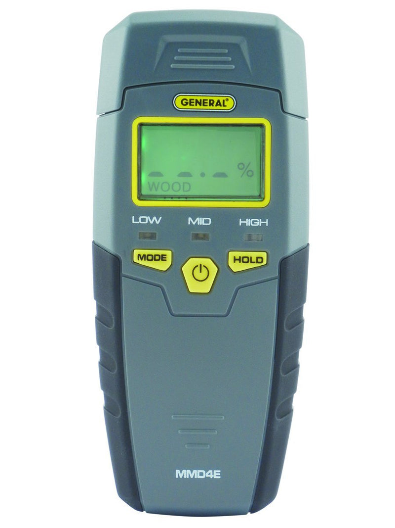 General Tools MMD4E Digital Moisture Meter, Water Leak Detector, Moisture Tester, Pin Type, Backlit LCD Display With Audible and Visual High-Medium-Low Moisture Content Alerts.
