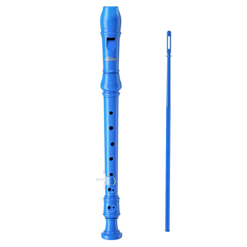 Eastar ERS-21GB ABS Soprano Recorder German Style Key of C, with Thumb Rest + Fingering Chart + Cleaning Rod + Cotton Bag, Blue