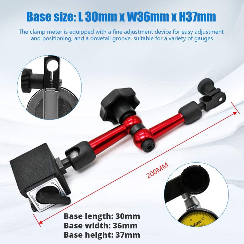 Flexible Strong Magnetic Stand Base Holder + Lever Dial Gauge Indicator Shockproof (0~0.8mm) Holder+Indicator Gauge #1